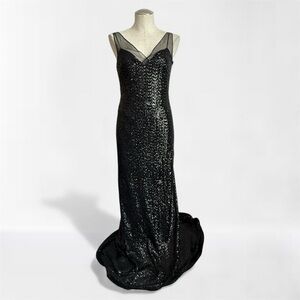 Lauren Ralph Lauren Black Sequin Evening Gown